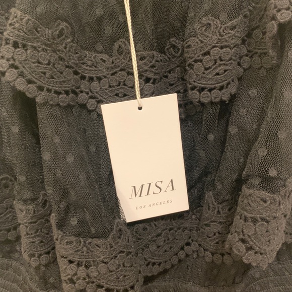 NWT MISA Los Angeles Black Lace Midi Dress - Picture 3 of 6